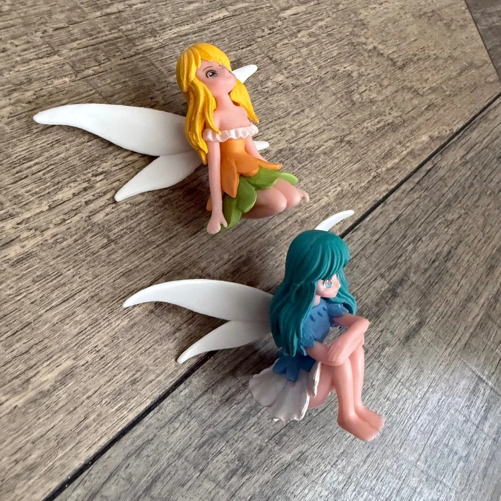 4Pc Miniature Anime Fairy Figurines Whimsical Sprite Terrarium Decor Set